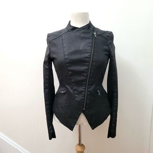 MARC AUREL Black Asymmetrical Zipper Biker Moto Jacket Small